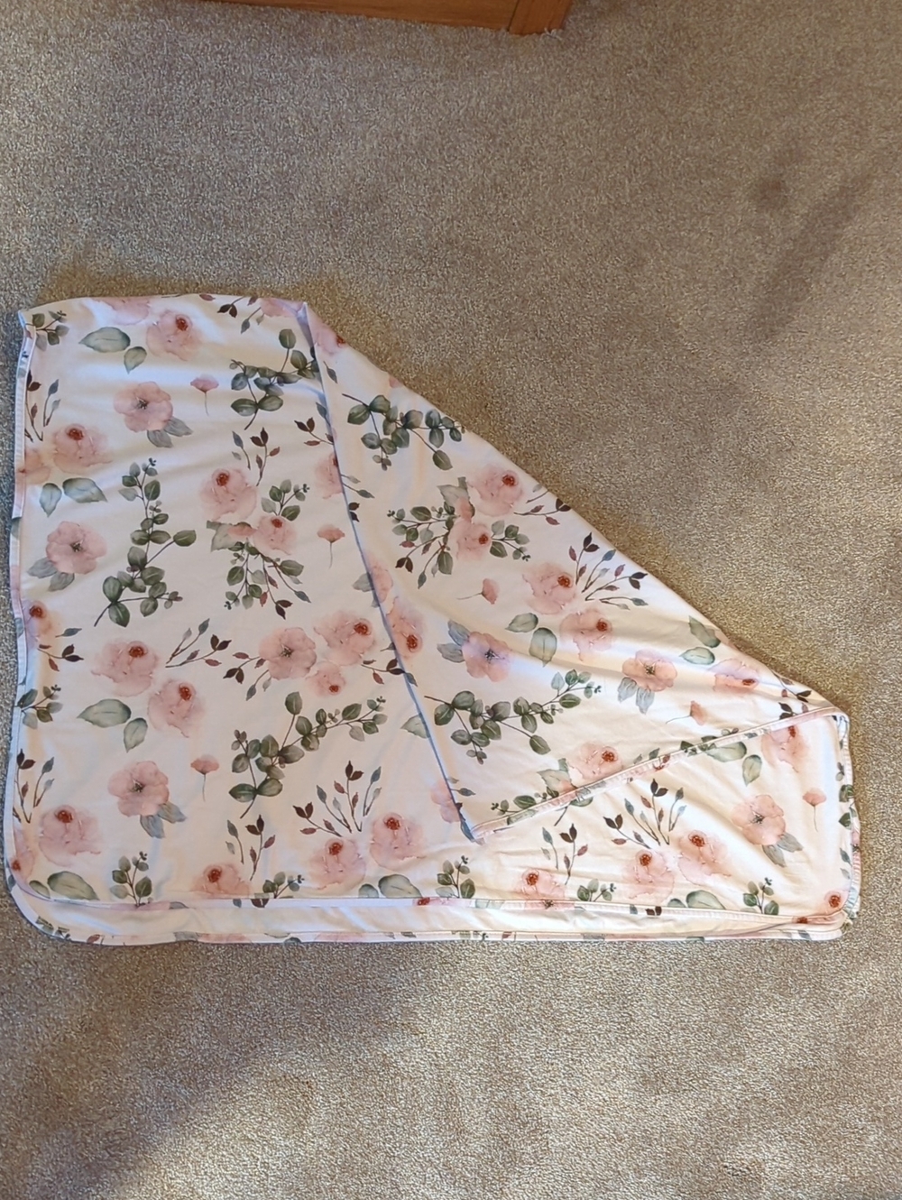 Caden Lane Floral Soft Baby Swaddle Blanket - Blush Pink & Green